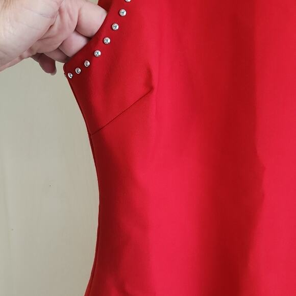 Likely Women's Red Studded Sleeveless Manhattan Bodycon Mini Dress Size 2 - Picture 6 of 11